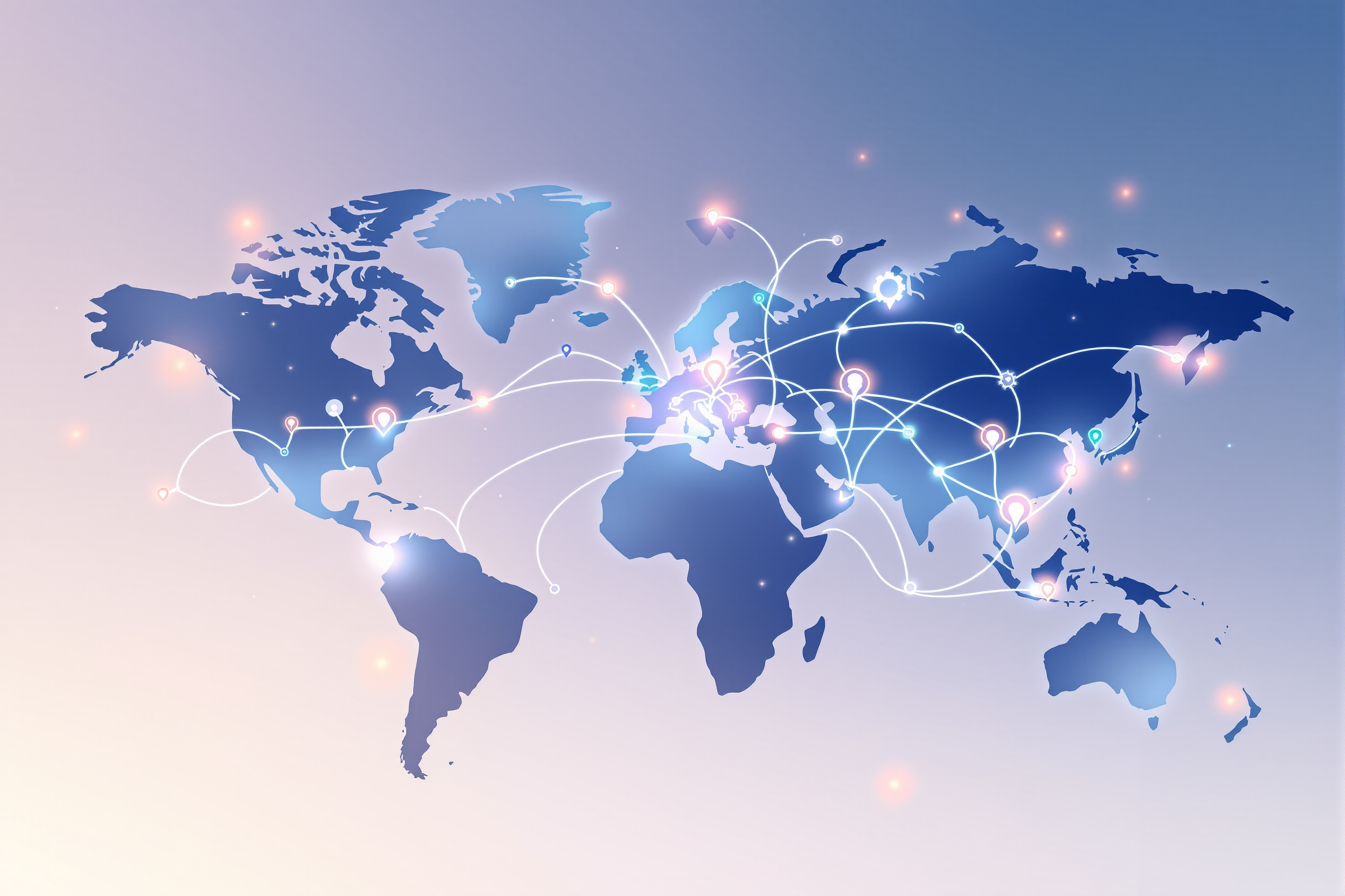 Illustration of globally connected software teams