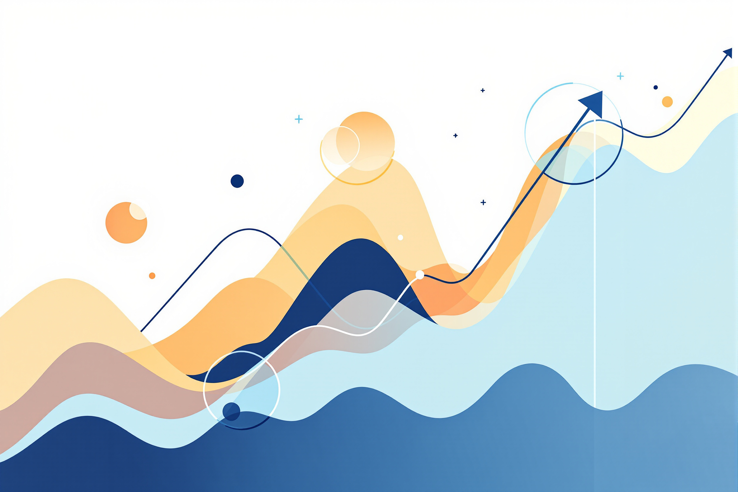 Abstract search and analytics growth illustration